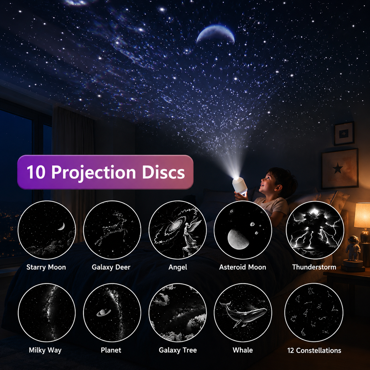 Galaxy Projector for Home – Mini Star Projector, Crystal Clear Picture, Night Light for Bedroom & Ceiling